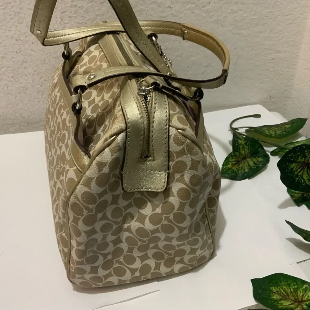 COACH Chelsea Heritage Satchel M1094-F15132 Metallic Tan/Gold, Lavender Lining